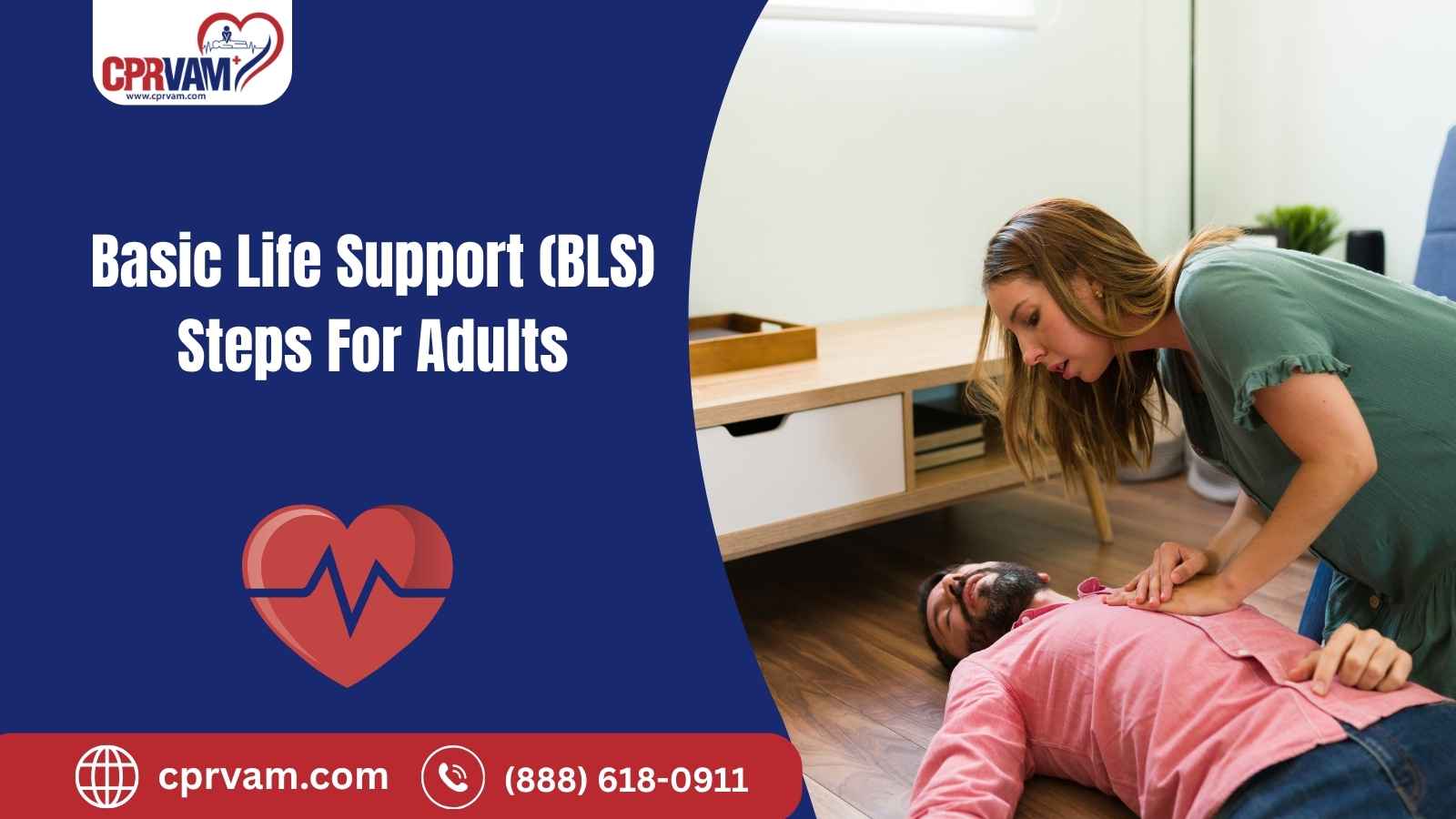 step-by-step basic life support (BLS) procedure for adults