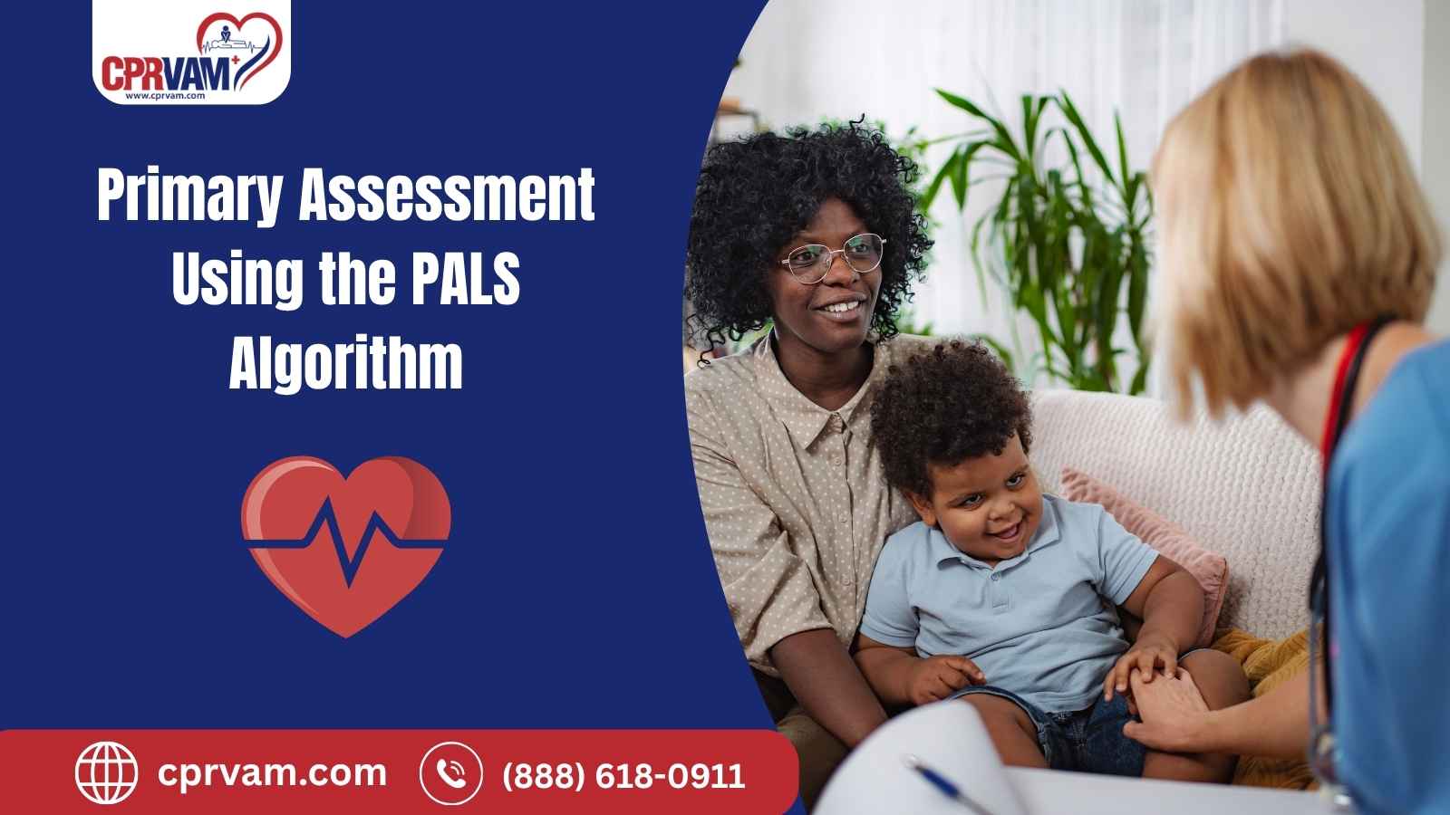 medical professional conducting a primary assessment using the PALS algorithm