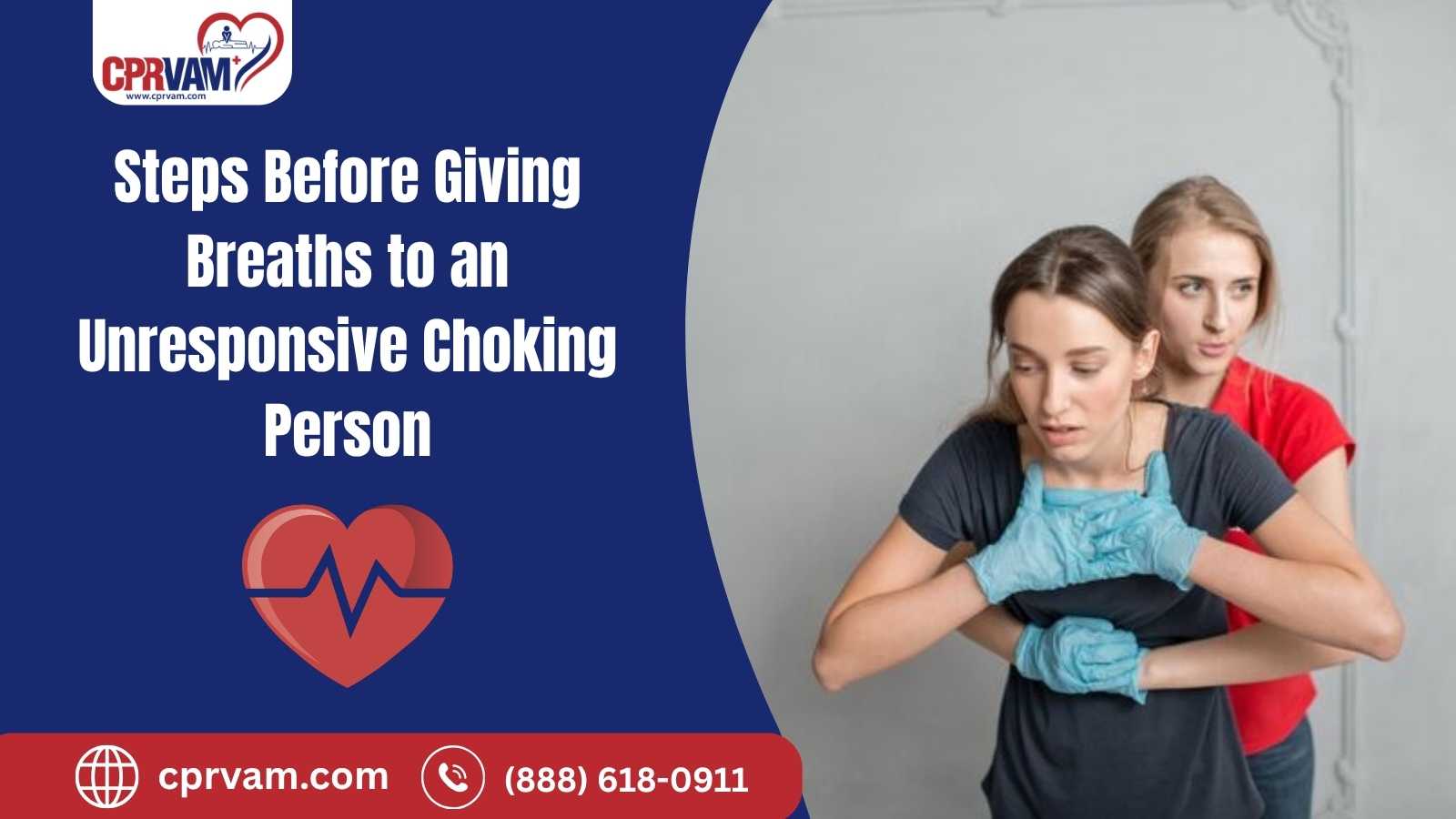 providing breaths to an unresponsive choking person after proper safety steps