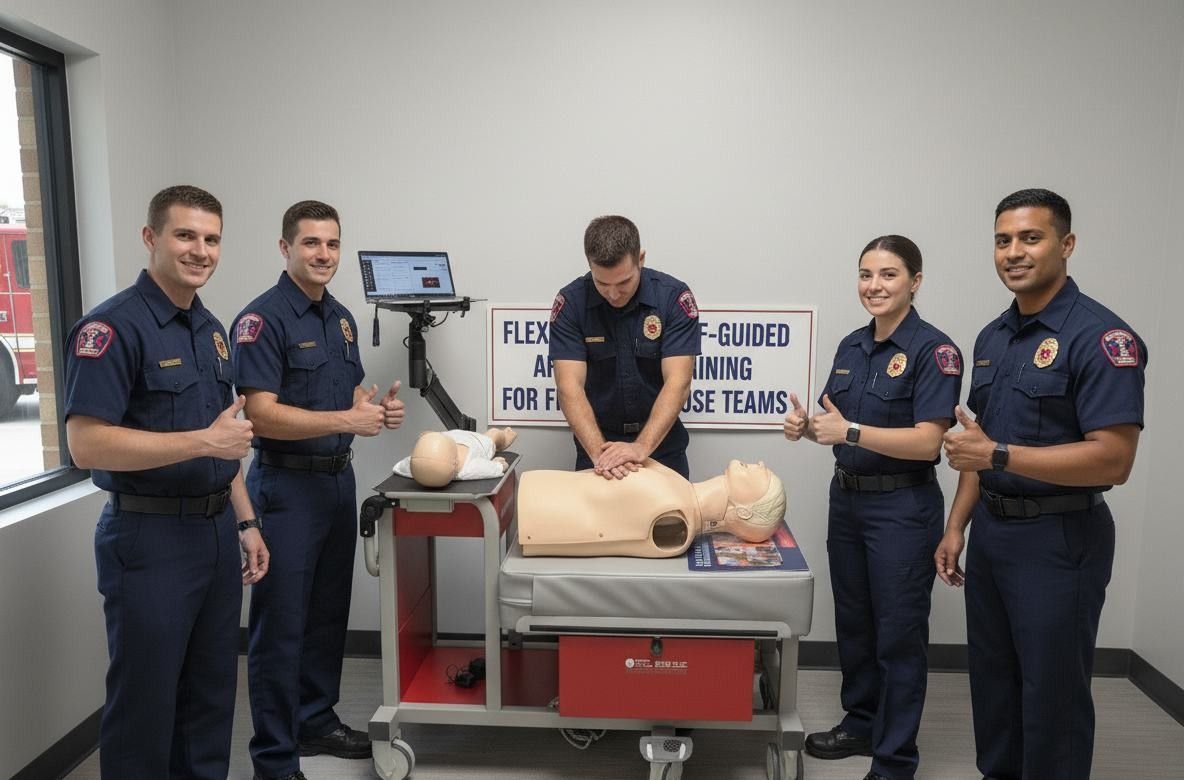 CPR instructors performing a CPR demonstration during a training session