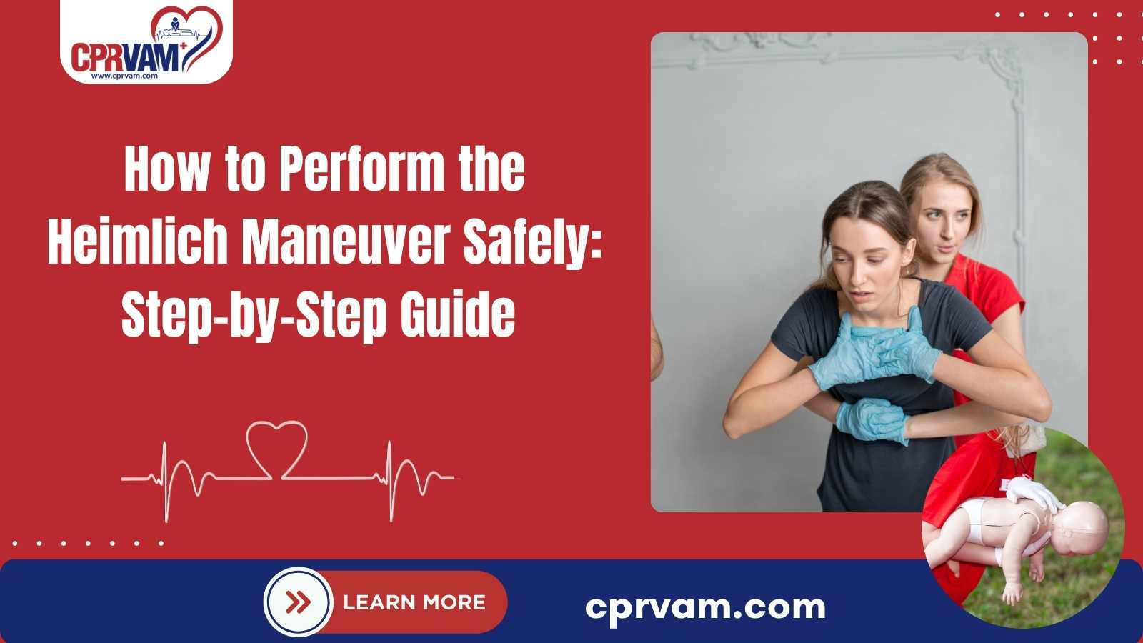 Person performing the Heimlich maneuver on a choking adult